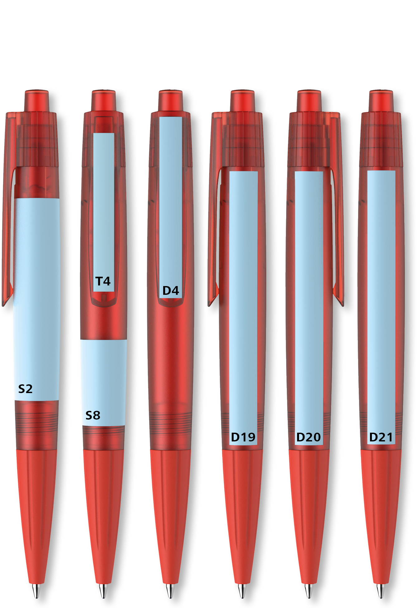 Depiction of the printing surfaces