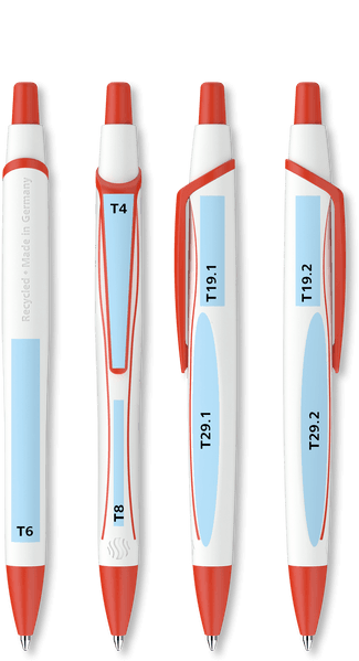 Reco (model "Line") Imprint areas